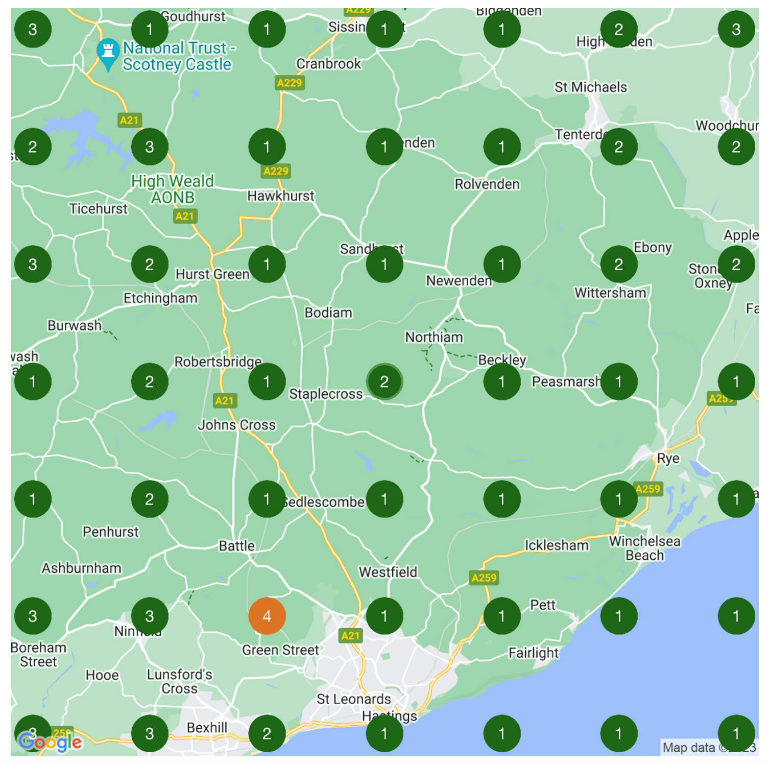 Google Business Profile local search grid example